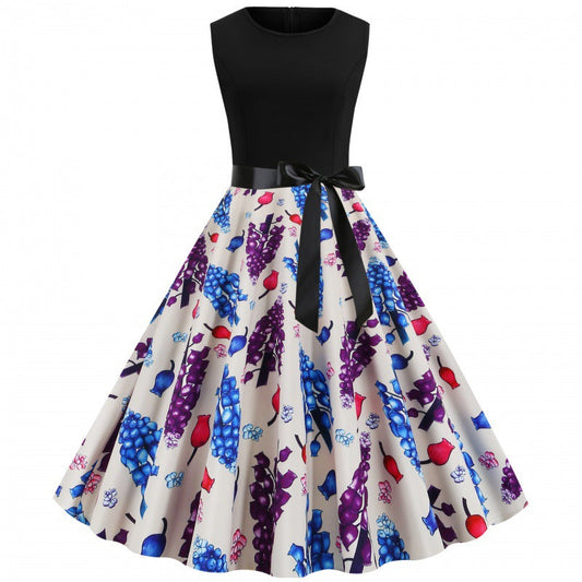 Damen Swingkleid Floralmuster Taillengürtel - Eveloria
