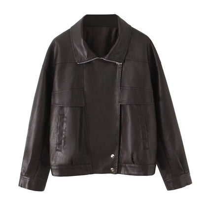 Damen Kunstlederjacke Modern Praktisch Schwarz Eveloria - Eveloria