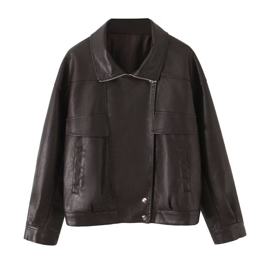 Damen Kunstlederjacke Modern Praktisch Schwarz Eveloria - Eveloria