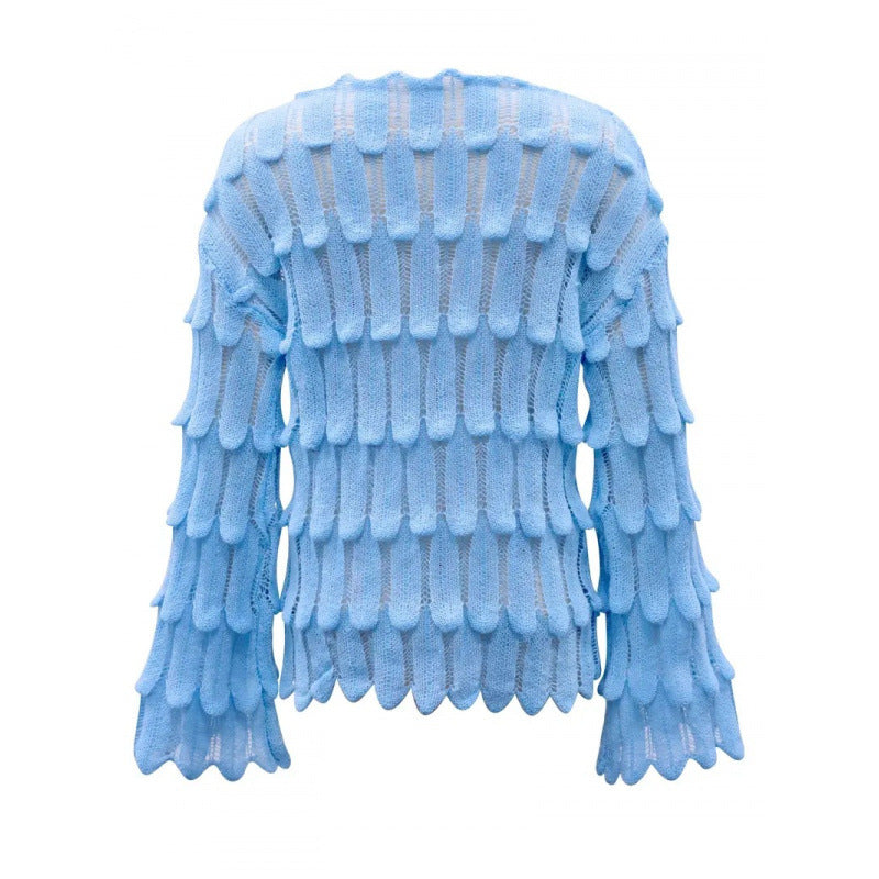 Damen Strickpullover Voluminöse Ärmel Strukturiertes Muster Eveloria