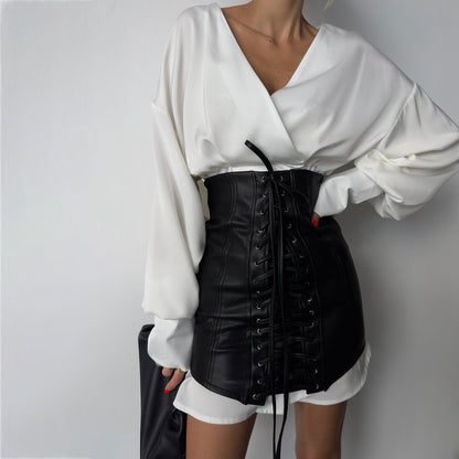Damen Bluse Mit Schnürung Ballonärmel Elegantes Oberteil