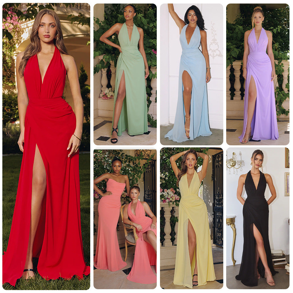 Damen Abendkleid Fließend V-Ausschnitt Eveloria - Eveloria