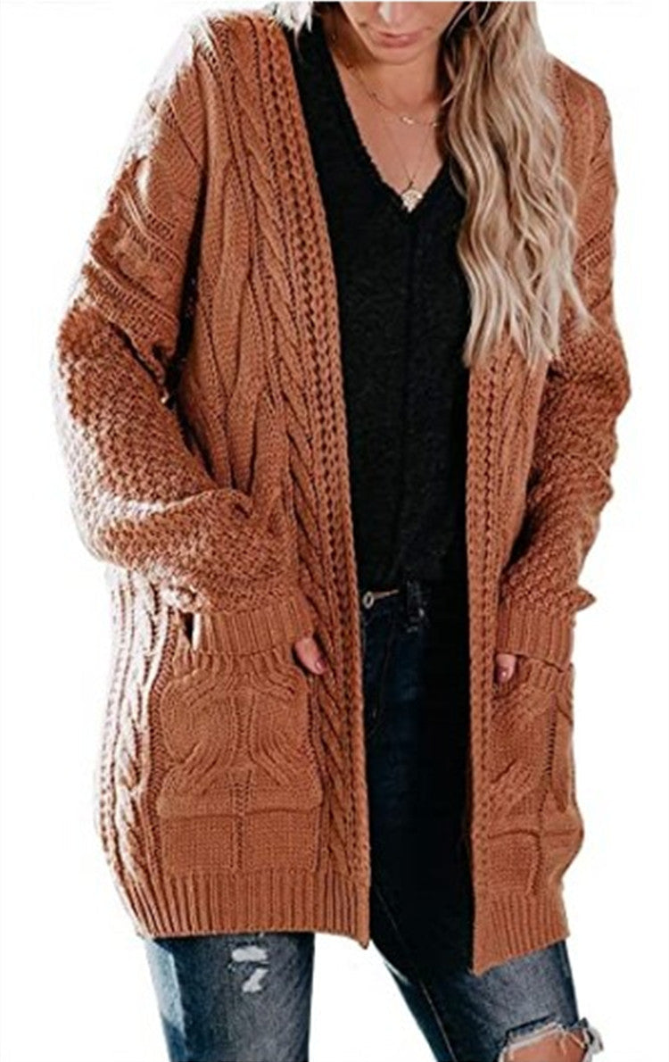 Damen Grobstrick-Cardigan mit Taschen und Strukturdesign Eveloria