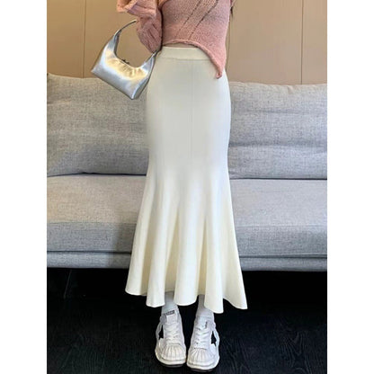 Damen Midirock Hohem Bund Schwingender Saum Eveloria