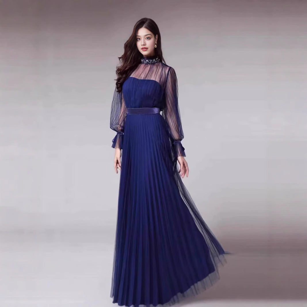 Damen Maxikleid Chiffon Rüschen Elegant