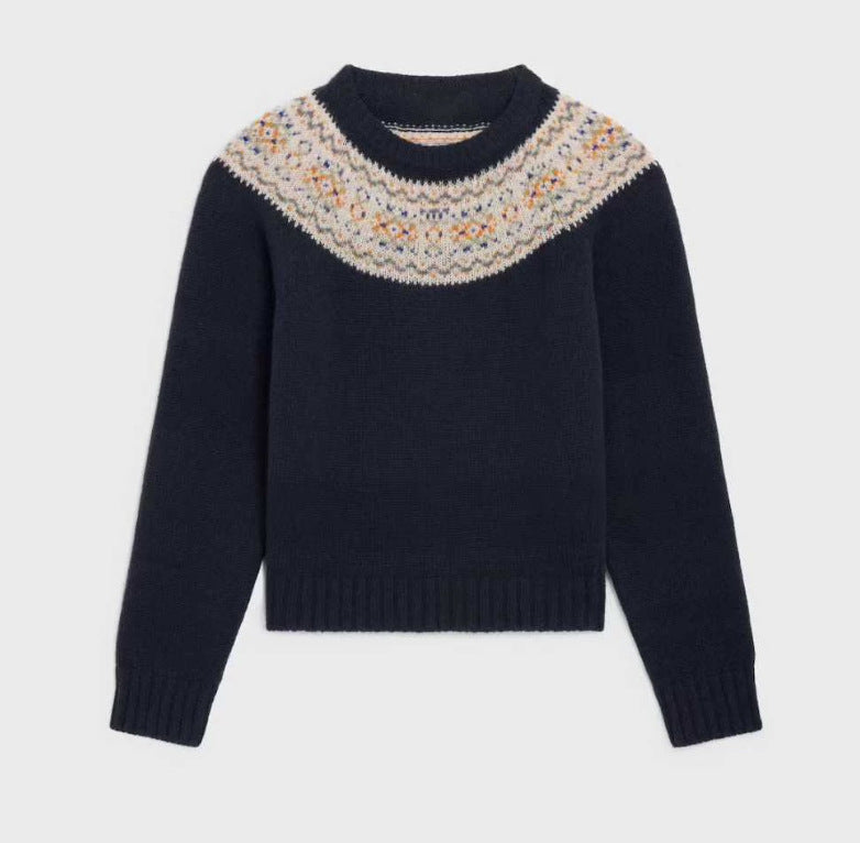 Damen Strickpullover Norweger Muster Eveloria