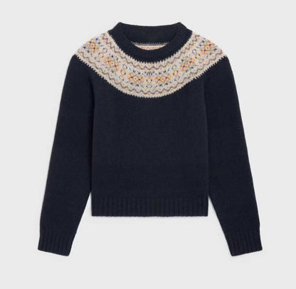 Damen Strickpullover Norweger Muster Eveloria