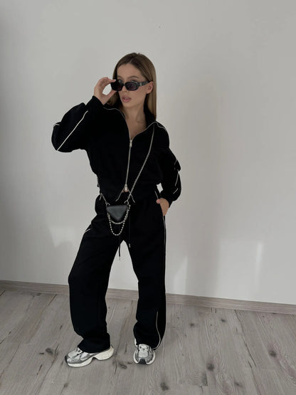 Damen Sportset Slim Fit Reißverschluss Eveloria