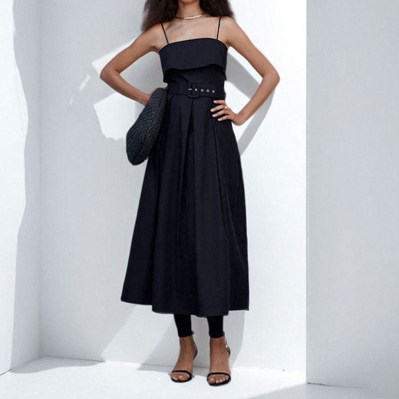 Damen Maxikleid Schulterfrei Elegant Bindegürtel Eveloria - Eveloria