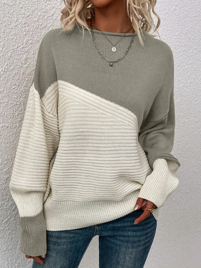 Damen Strickpullover Strukturiertes Design Modern Bunt Eveloria