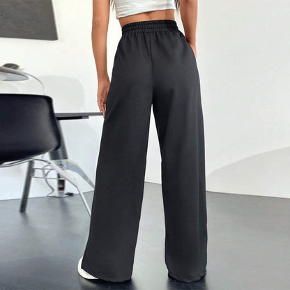 Damen Satin-Hosen Elastischer Bund Seitenschlitze Weite Bein