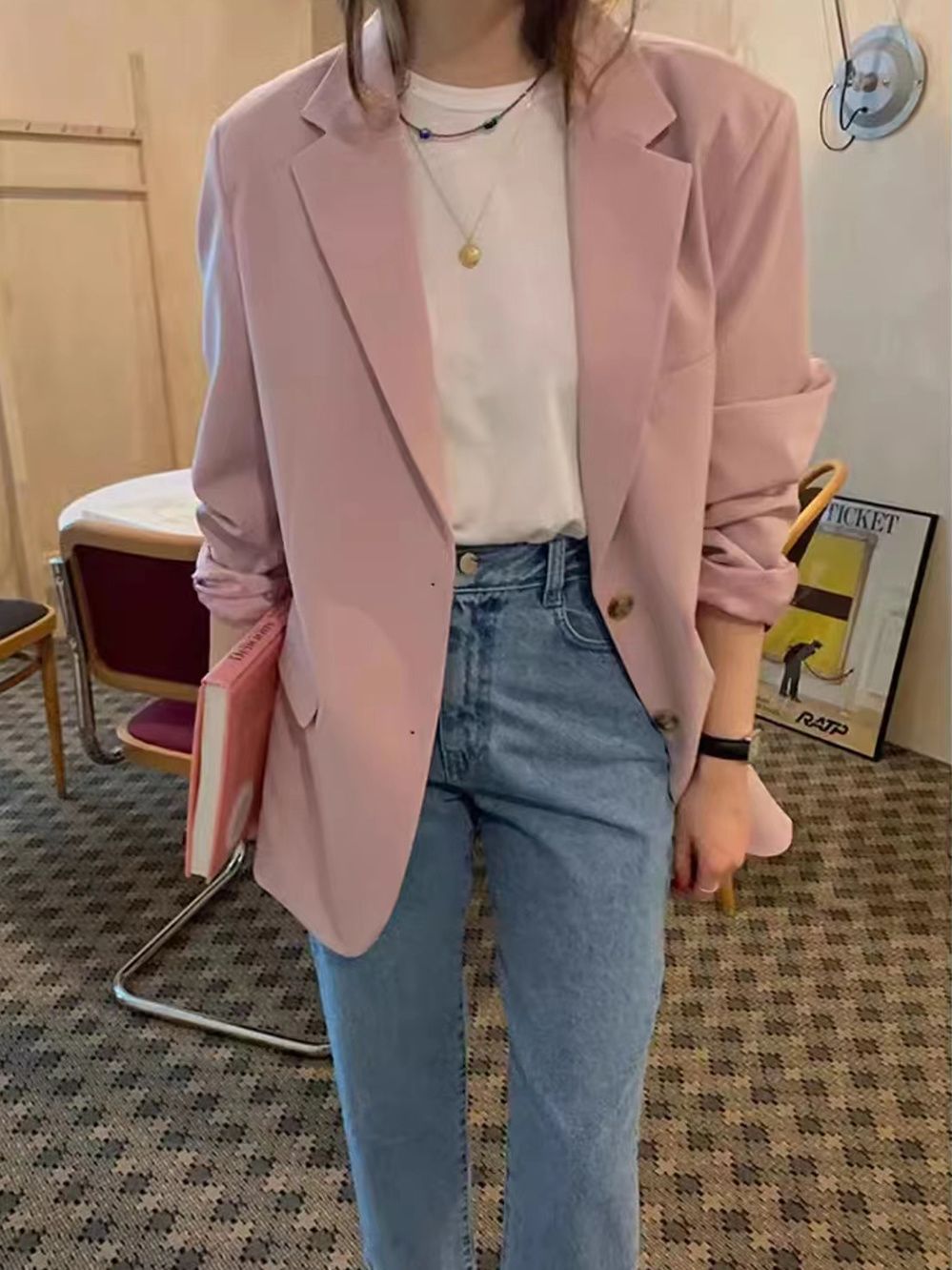 Damen Oversized Blazer Lässiger Schnitt Eveloria