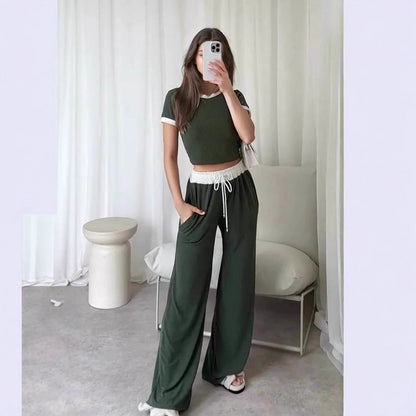 Damen Loungewear-Set Cropped Oberteil Weite Hose Eveloria