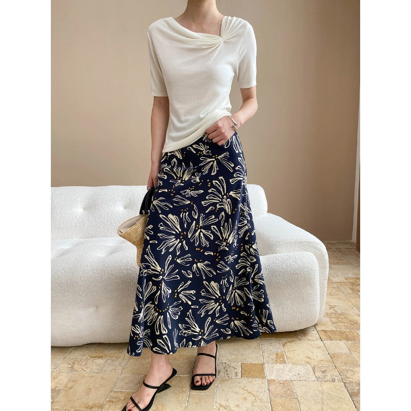 Damen Maxikleid Floralmuster Schwingender Saum Eveloria