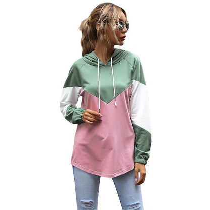 Damen Kapuzenpullover Modernes Farbblockdesign Eveloria