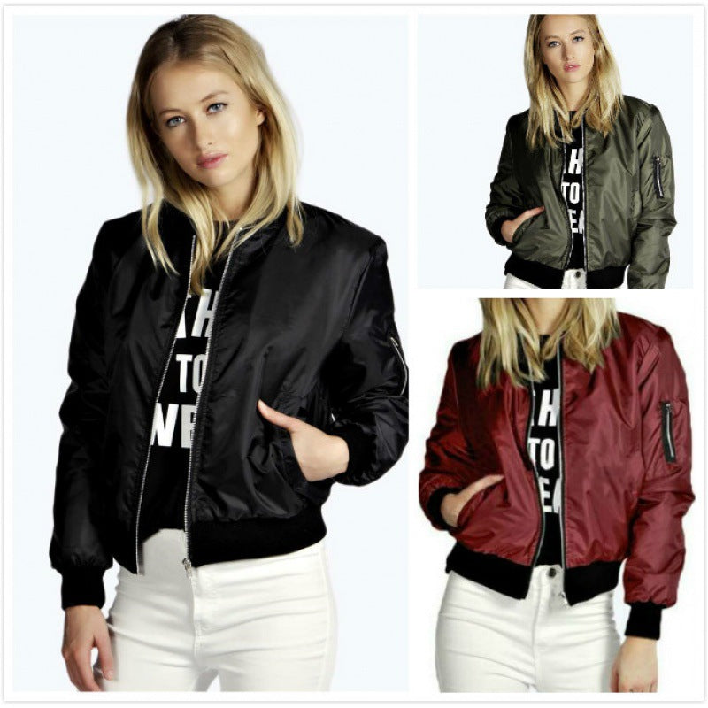 Damen Bomberjacke Modischer Schnitt Eingrifftaschen Eveloria