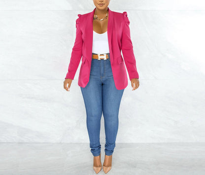 Damen Blazerjacke Puffärmel Tailliert Eveloria