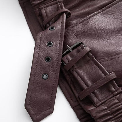Damen Bikerjacke Kunstleder Asymmetrisch Eveloria