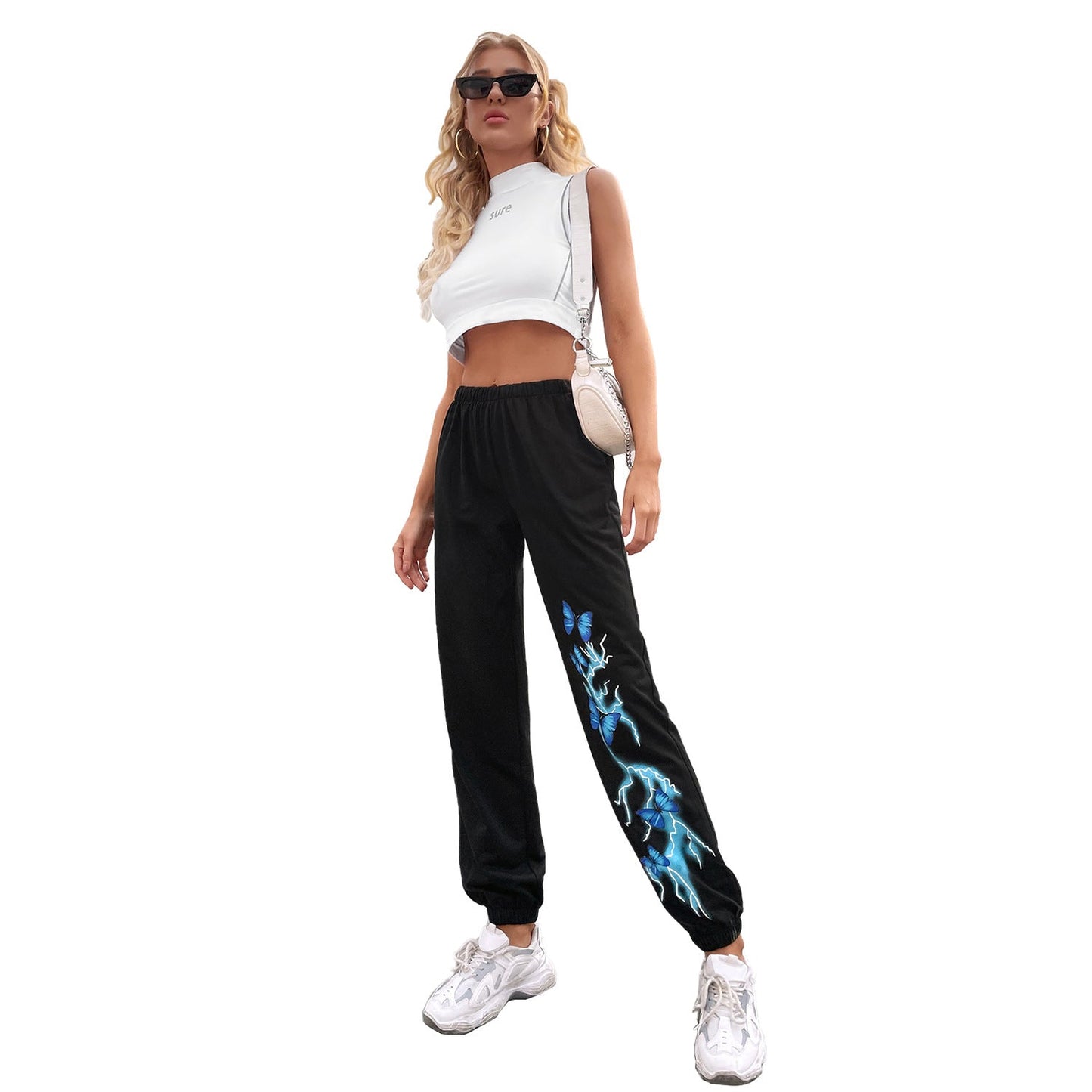 Damen Jogginghose Bunt Schmetterling Design Baumwolle