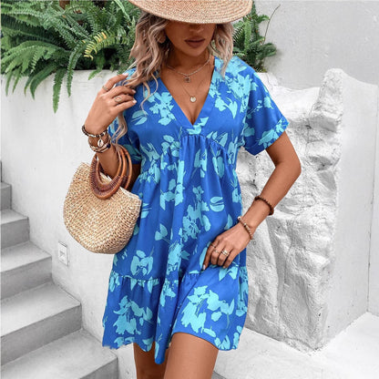 Damen Blusenkleid Fließender Schnitt Florales Design Eveloria - Eveloria