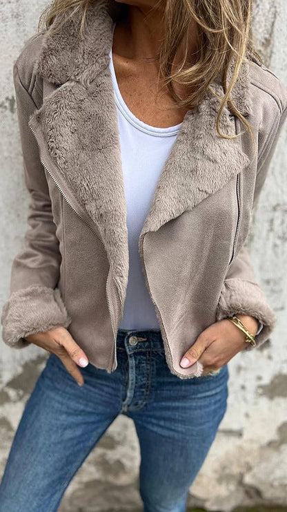 Damen Bikerjacke Fleecegefüttert Revers Eveloria