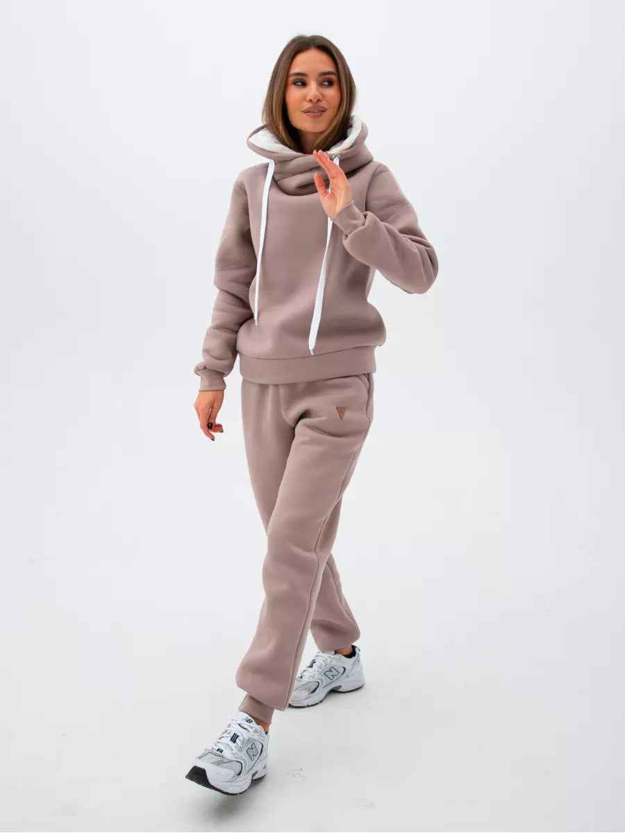 Damen Sport-Outfit Hoodie und Jogginghose Set Hochkragen