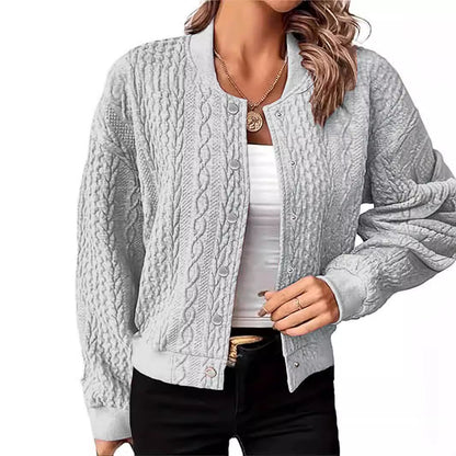 Damen Strickjacke Zopfmuster Druckknöpfe Eveloria