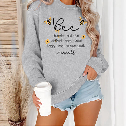 Damen Sweatshirt Bienenmotiv Positives Design Grau - Eveloria