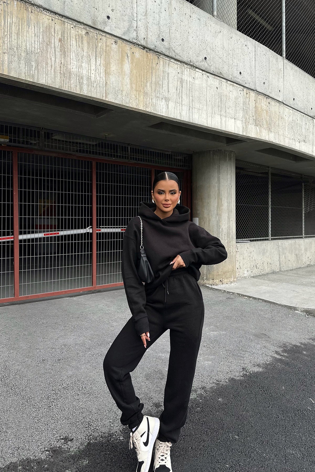 Damen Oversized Hoodie Jogginganzug Elastischer Bund