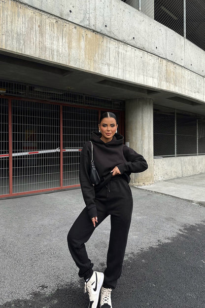Damen Oversized Hoodie Jogginganzug Elastischer Bund
