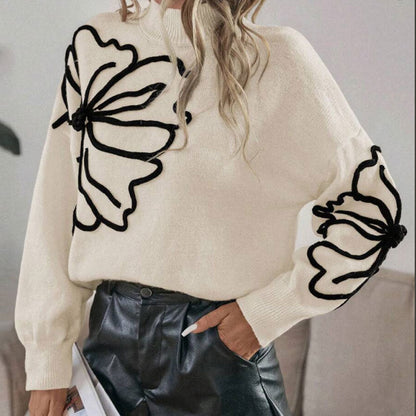 Damen Strickpullover Florales 3D-Design