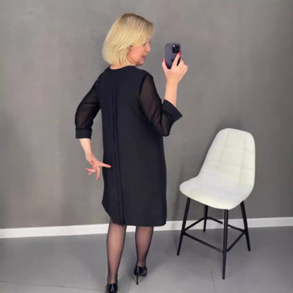 Damen Rüschenkleid transparente Ärmel Eveloria