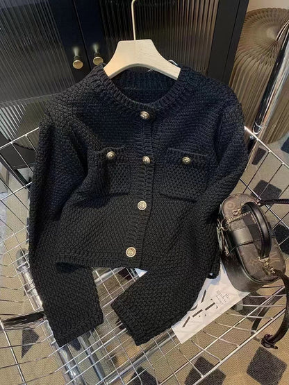 Damen Strickjacke Dekorative Knöpfe Strukturiert Beige Eveloria