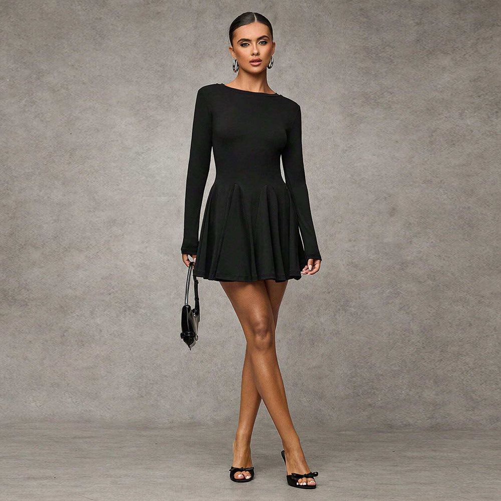 Damen Mini-Kleid Puffärmel Schwingrock Eveloria