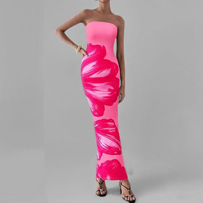 Eveloria Damen Schulterfreies Kleid Blumenmuster Figurbetont