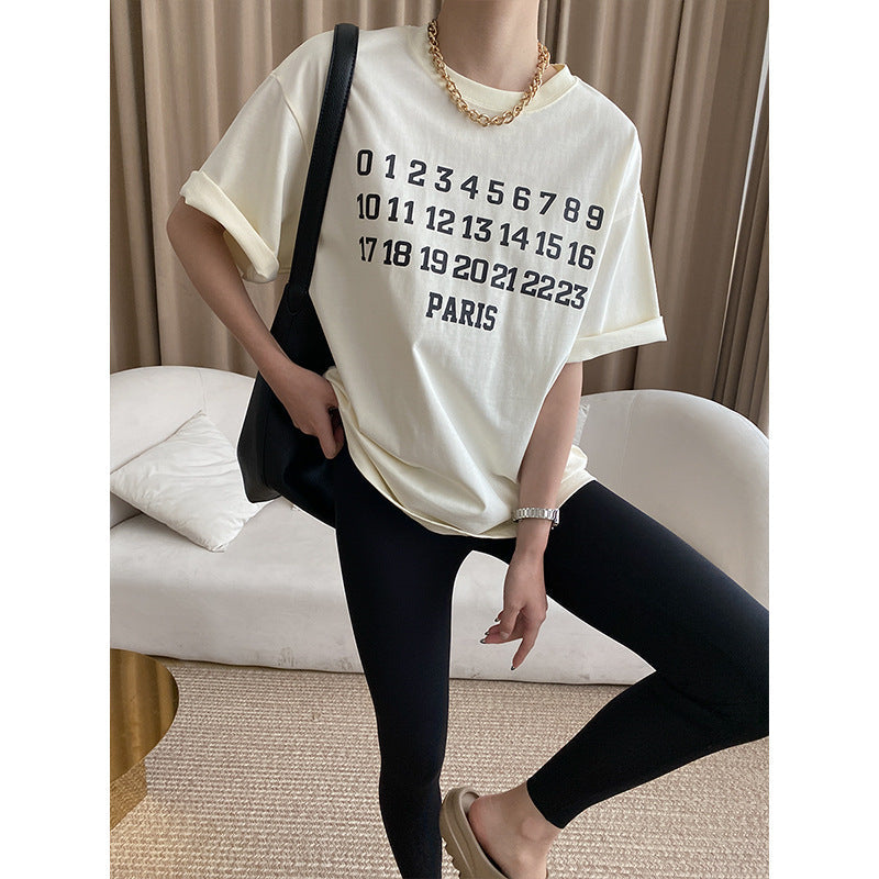 Damen T-Shirt Rundhalsausschnitt mit Aufdruck Baumwolle Schwarz - Eveloria