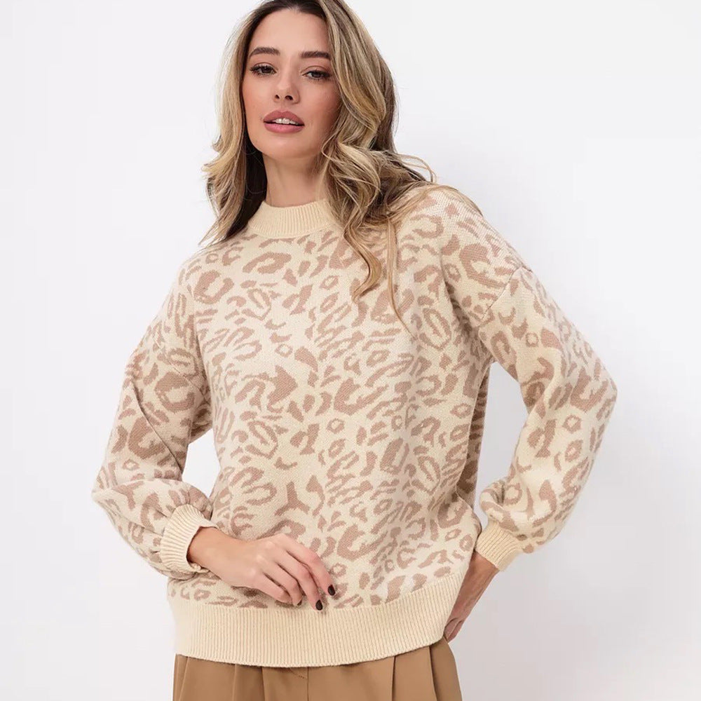 Damen Gemusterter Pullover Rundhalsausschnitt Lässiger Schnitt