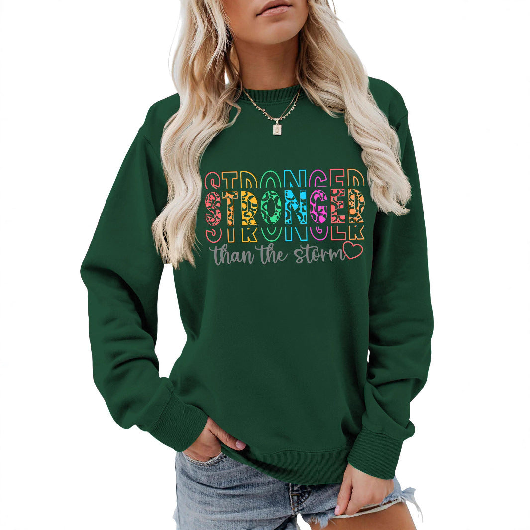 Damen Sweatshirt Lässiger Schnitt Motivierender Schriftzug Grau