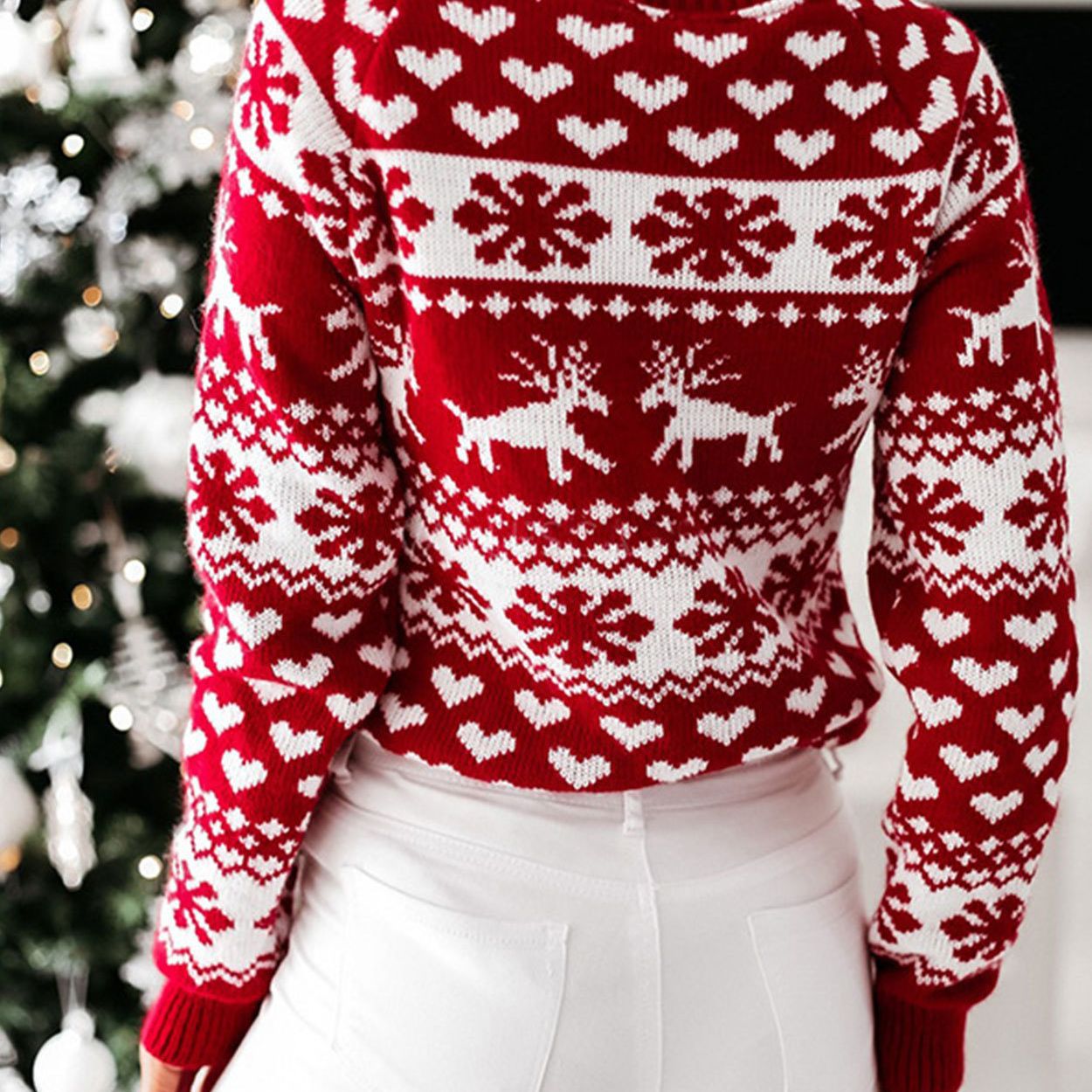 Damen Weihnachtspullover Traditionelles Muster Eveloria