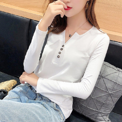 Damen Langarmshirt Knopfleiste Femme-Style