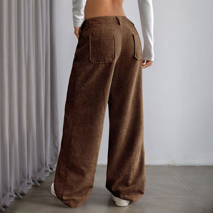 Damen Cordhose Weite Mit Taschen Hoher Bund Eveloria