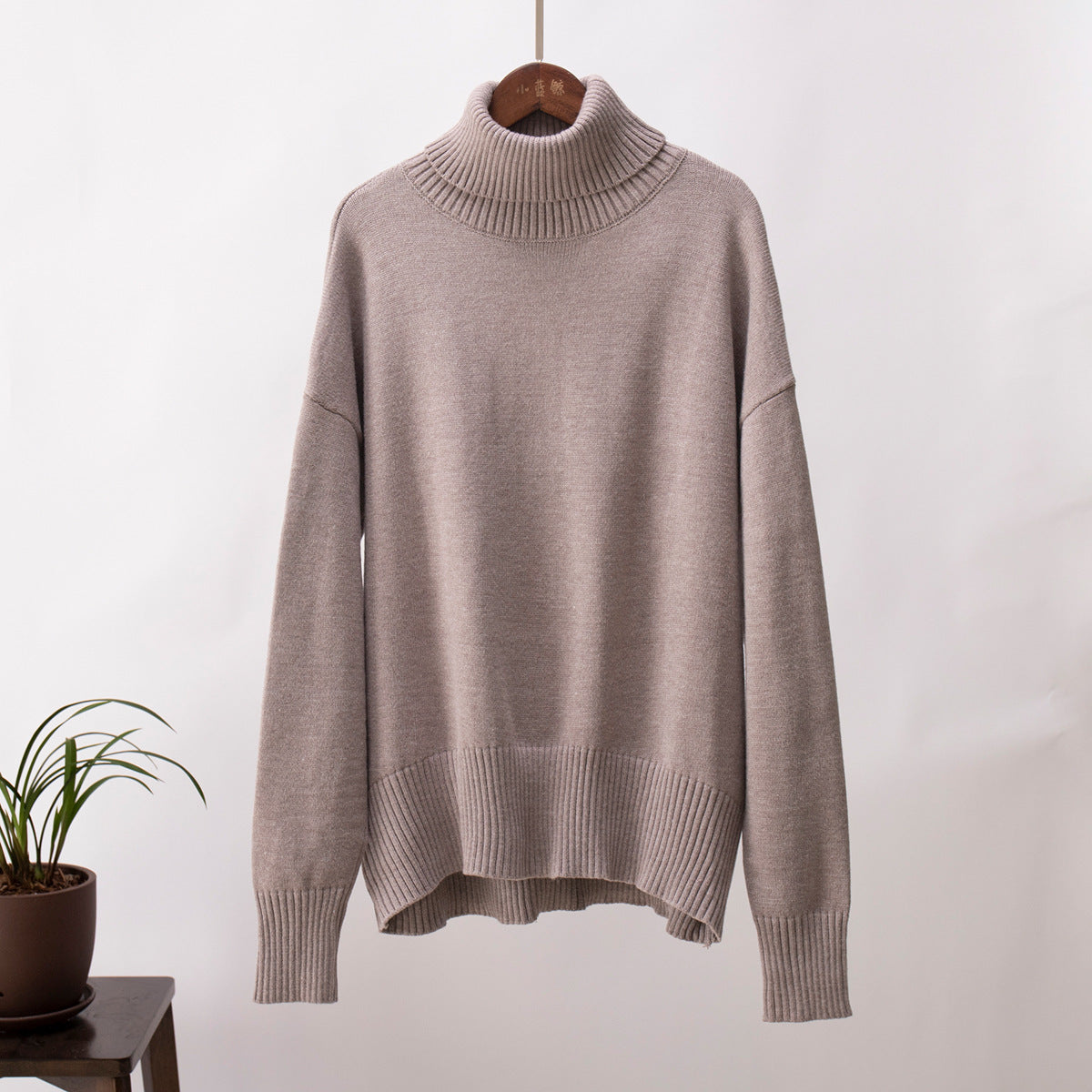 Damen Strickpullover Lässig Warmer Gerippter Saum