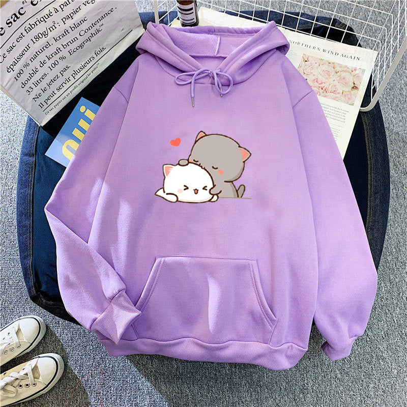 Damen Kapuzenpullover Katzenmotiv Bequem Grün