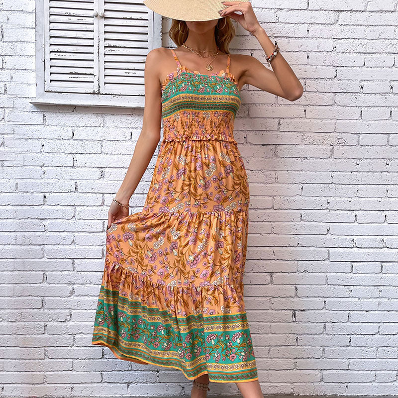 Damen Maxikleid Elastisch Floralmuster Eveloria