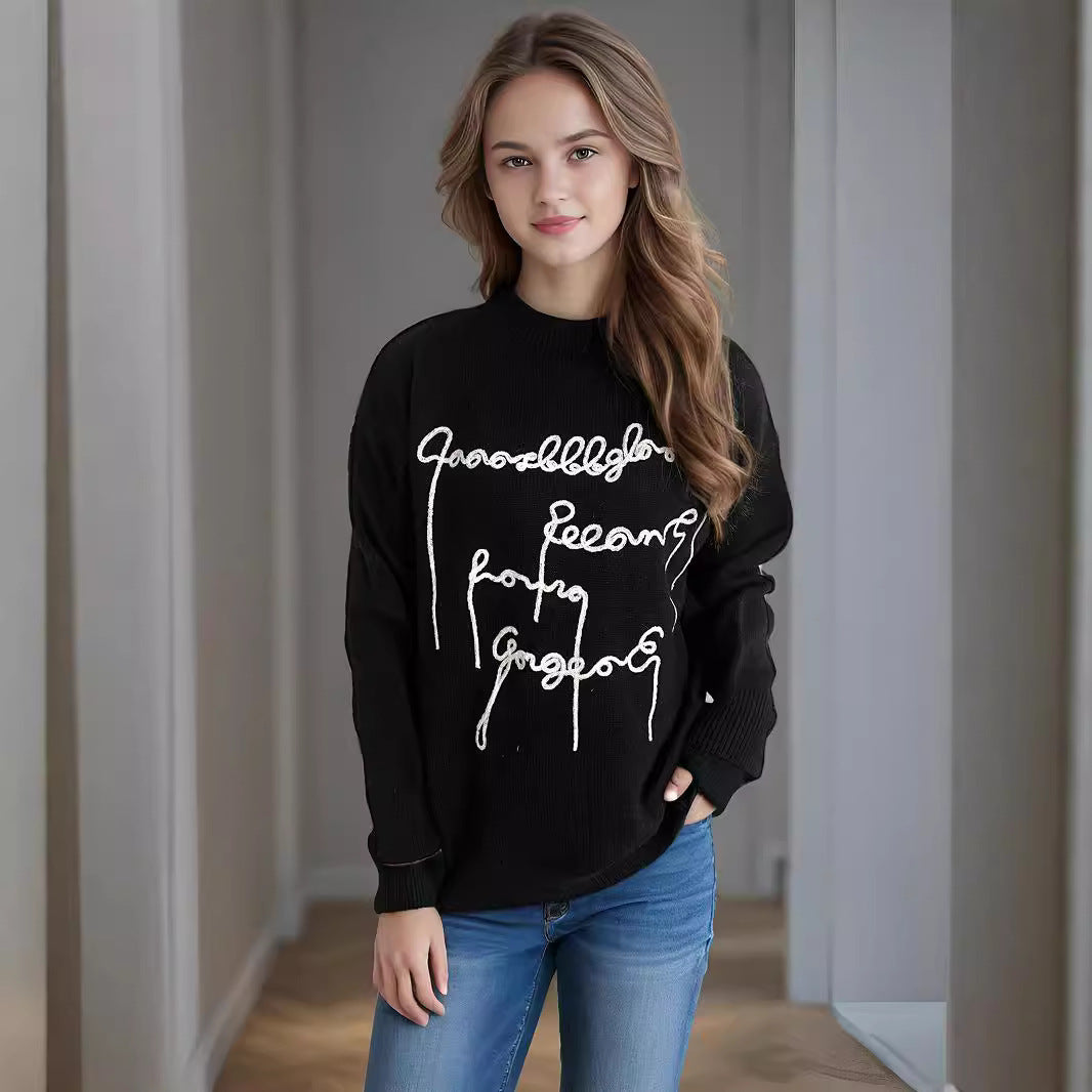 Damen Oversized-Pullover Eveloria mit Schriftzug