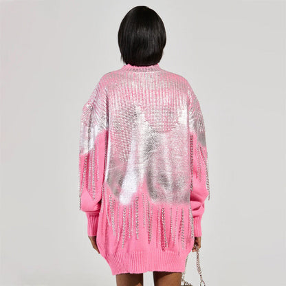 Damen Pullover mit Glitzerfransen Eveloria