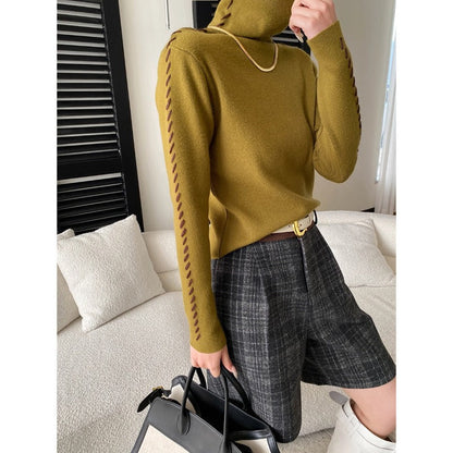 Damen Rollkragenpullover Elegantes Design mit Seitendetails