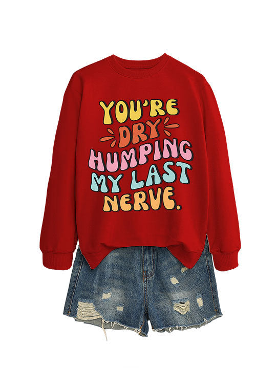 Damen Sweatshirt Lässiger Schnitt Comic-Slogan Grau Eveloria