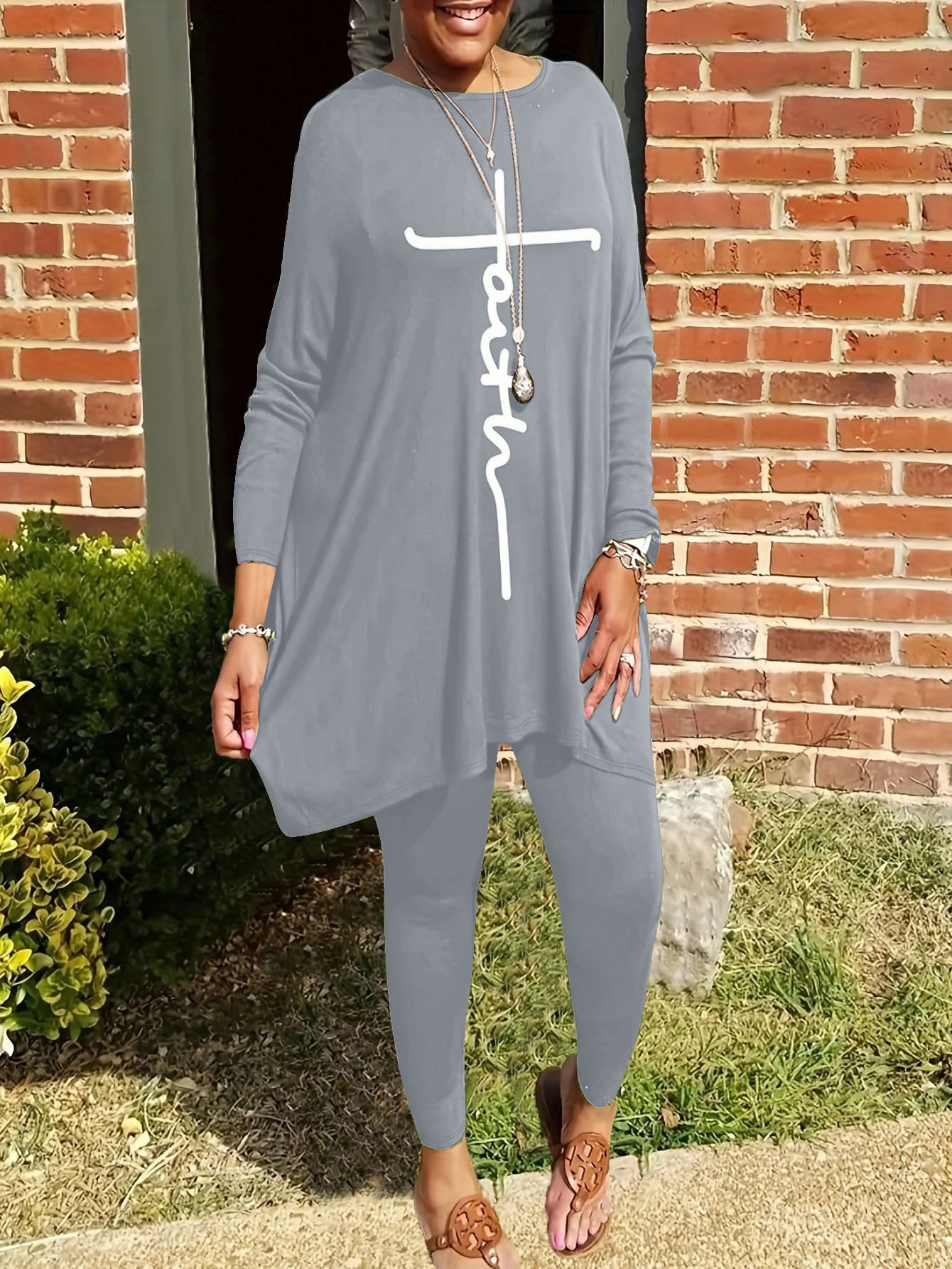 Damen Leggings-Set mit Tunika Asymmetrisch Motiviert