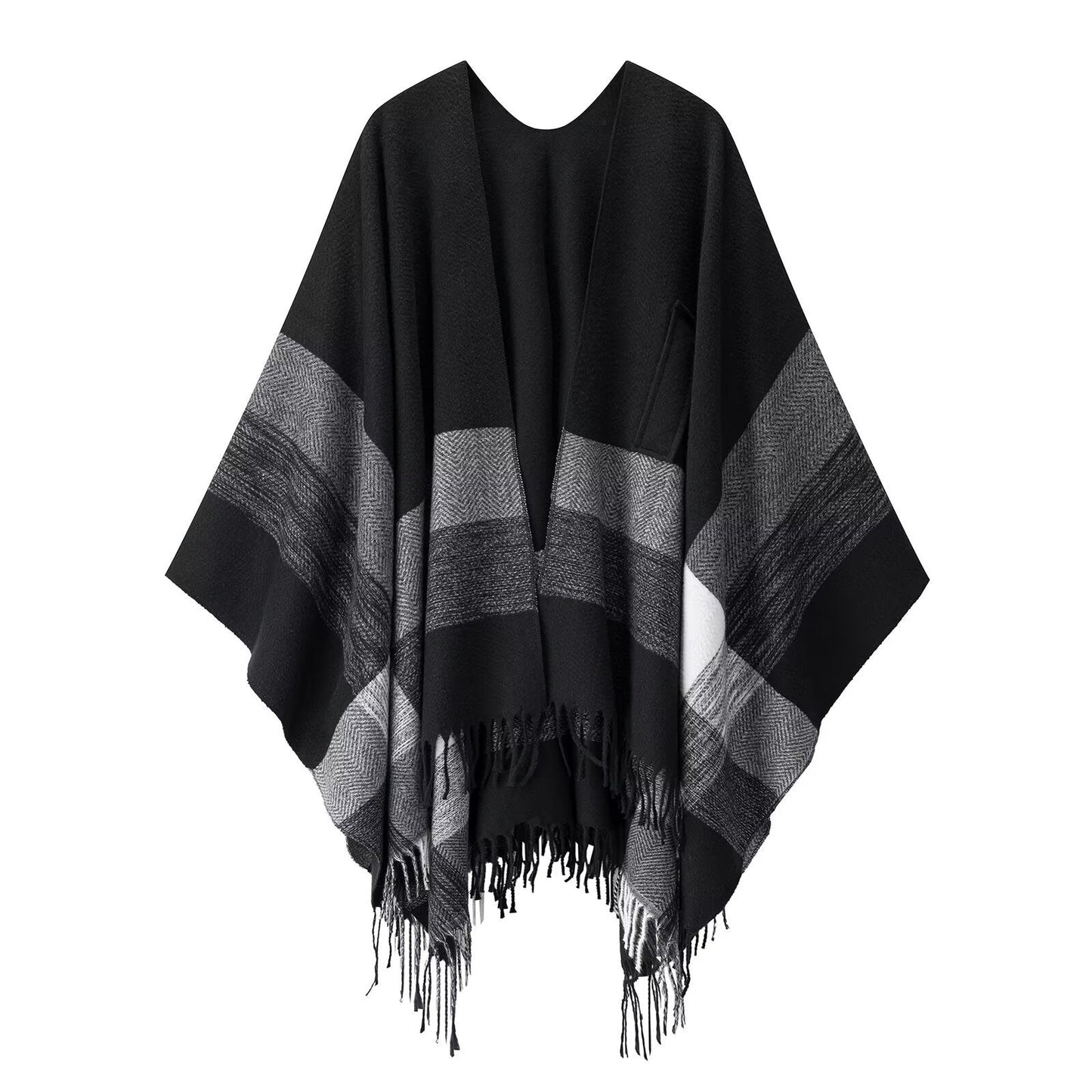 Damen Poncho Kuschelig Muster Eveloria